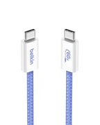 Belkin USB C to USB C Cable, 3.3ft, 60W - Type C Charger, iPhone Charger Cord, Soft, Braided, Flexible for iPhone 16, Galaxy S25, Pixel 9, Airpods, iPad Pro, Tablet & More, Travel Essentials - Blue
