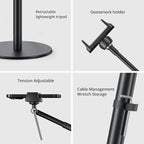 12" Ring Light with Stand and Phone Holder,Overhead Phone Stand,2 Phone Holders,2700-6500K,3 Color Modes,10 Brightness Levels,Remote Control,Adjustable,Live Stream,Tiktok/YouTube