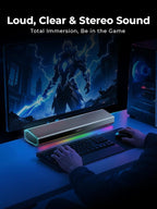 havit Computer Speakers for Desktop PC, Bluetooth 5.3 Pc Soundbar with Dynamic LED Light, HiFi Stereo, Poratble Bluetooth Speaker, Gaming Speakers for PC, Laptop,Tablet