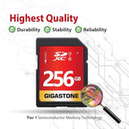 Gigastone 256GB SD Card UHS-I U1 Class 10 SDXC Memory Card High Speed Full HD Video Canon Kodak Olympus Digital Camera, with 1 mini case