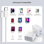 iPhone Charger [Apple MFi Certified] 2Pack PD Dual USB C Charger Block Fast Charging Wall Charge Plug with 10FT Long Rapid Type C - Lightning Cable Apple Charge for iPhone 14/13/12/11/XS/XR/SE, iPad
