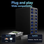 8 Bay Hard Drive Enclosure with Cooling Fan for 2.5/3.5" SATA HDD/SSD with USB A/C 3.0 Cable, 3.5 Hard Drive Enclosure Supports 160TB Capacity, Tool-Free HDD Enclosure, DAS(NO RAID/NAS)