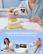 SUPERONE for MagSafe Phone Grip, Adjustable Magnetic Phone Ring Holder Removable Finger Phone Ring Kickstand Compatible with MagSafe Accessories Only for iPhone 16 & 15 & 14 & 13 & 12 Series - White