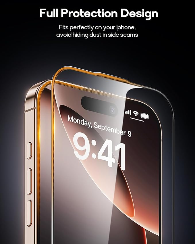 3 Pack for iPhone 15 Pro Max Tempered Glass Screen Protector, Dust Free CABIN, Auto Positioning, Bubble Free, High Definition, Easy Installation,9H+ Hardness
