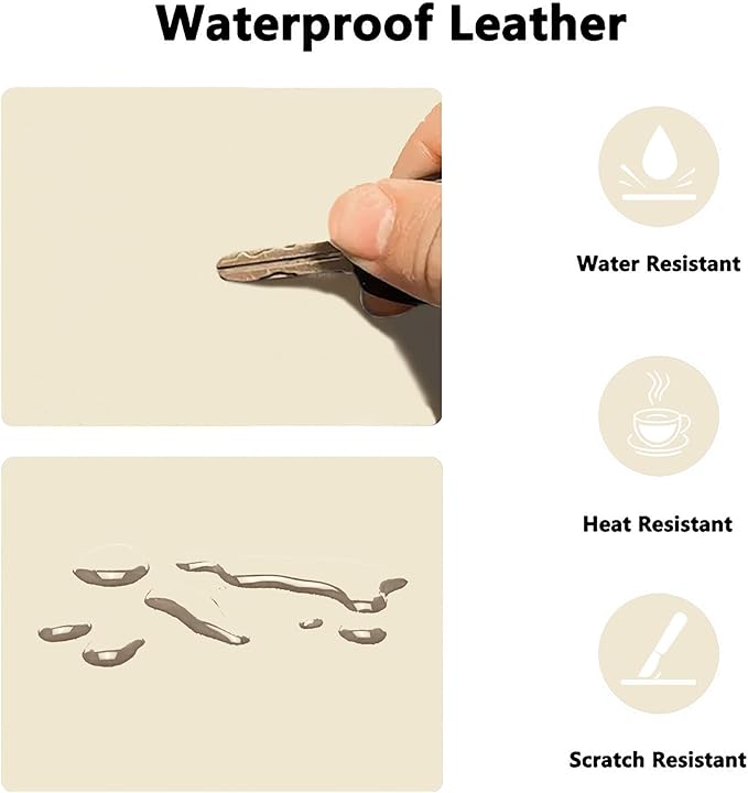 PU Leather Desk Pad Protector Gaming Mouse Pad Non Slip Desk Mat for Keyboard and Mouse Waterproof Desk Writing Pad for Office and Home Desk Accessories(Beige, 47.2 * 17.7)