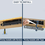 APS Under Desk Cable Management Tray, Two-Pack 16 Inch Black Metal Cord Organizer, Adhesive or Screw Mount for Glass/Marble/Office/Gaming Desk