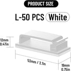 50 pcs 50 PCS Self Adhesive Cable Clips(L), Outdoor Light Clips, White Cord Wire Clips, 5.3 cm Nylon Cord Wall Finisher Wire Clamp for Home, Car, Office Desk Wire Management (White, L-50 PCS)