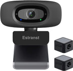 2K Quad HD Webcam with Privacy Cover & Noise-Canceling Microphone & USB C Adapter, Video Web Streaming Camera for PC Computer Desktop Laptop Mac Zoom Teams &More, 2pcs Cable Organizer