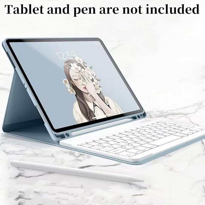 Rainbow Backlit Keyboard Case for iPad 9th / 8th / 7th Generation 10.2"/iPad Pro 10.5"/iPad Air 3rd Gen with Mouse and Backlight Detachable Bluetooth Keyboard Cover,Misty Blue