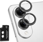 for Samsung Galaxy S25 Edge Camera Lens Protector, Individual Metal Ring Tempered Glass Lens Cover, [Strong Adsorption] Scratch Resistant Ultra-Thin HD Clear Lens Cover, 1 Set-Black