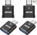 ENVEL USB to USB C Adapter, USB3 5Gbps High Speed Data Transfer, OTG Converter Thunderbolt3 to USB Female Compatible with Apple iWatch iPhone 15 Pro Max iPad Air 4 5 Mini 6 (Black C, USB C Male)