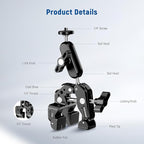 NEEWER Super Clamp with 3" Dual Ballhead Magic Arm, Camera Phone Clamp Mount with 1/4" 3/8" Threads, Cold Shoe, Phone Holder, Action Camera Adapter Compatible with GoPro DJI iPhone 16 15 Pro Max, ST88