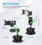 MAGIC JOHN Car Phone Holder, Ultra-Durable Mteal Phone Holders for Your Car, 360° Rotation Cell Phone Car Mount for Windshield, Suction Cup Car Phone Mount for iPhone Samsung All Smartphone