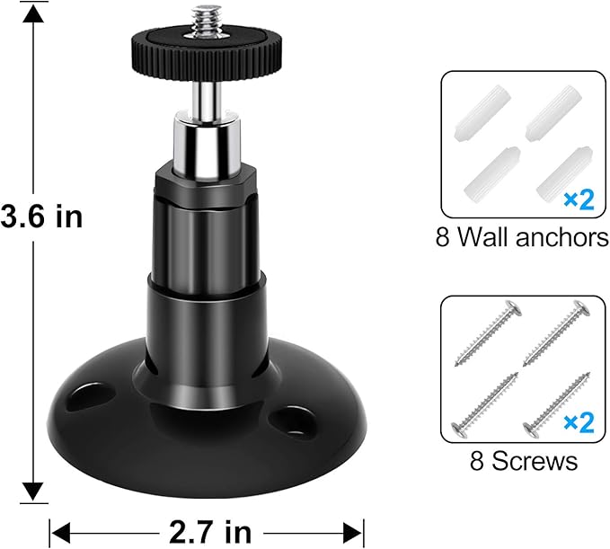 FastSnail Wall Mount Compatible with Wyze Cam Pan & Wyze Cam V3/Ring Camera, Adjustable Indoor Outdoor Mount for Wyze Cam Pan, Wyze Cam Outdoor, Wyze Cam V3/ArloPro/2/3/4/5//Ultra/Ultra 2 Pack Black