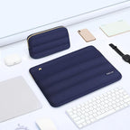 MOSISO 17-17.3 inch Laptop Case, 17.3 inch Puffy Laptop Sleeve Compatible with Dell XPS/HP Pavilion/Ideapad/Acer/Alienware/HP Omen Notebook Computer, Polyester Horizontal Bag with Small Case,Navy Blue