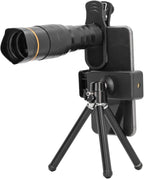 Portable 32X Phone Camera Lens HD Zoom Lens Clip On, Double Adjustment Eyepiece System, Large Aperture Objective Lens, Multiple Use Modes, Widely Applicable for Photo Video