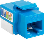 Cmple - 10 Pack Cat6 Keystone Jack Insert Punch Down RJ45 Connectors RJ45 Keystone Jack 90 Degree Female for Wall Plates, Patch Panels, Patch Cables, Ethernet Cables - Blue
