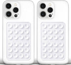 Anteel Medium-Sized Silicone Suction Phone Case Adhesive Mount, Enhanced Suction Power and Upgraded Thickened Sticky Phone Grip, Durable, Hands-Free Sticky Phone Holder, 2.28"x3.46" (WHT&WHT)