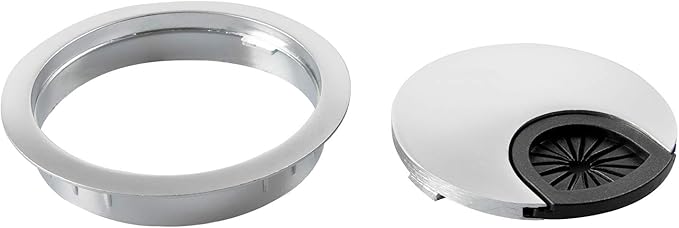 Desk Grommet for Wire Organizer,PC Computer Desk Plastic Grommet Cord, Tidy Cable Hole Cover Organizers,2 Pack (53mm, Silver)