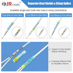 JRready ST6488-12-100 M81824/1 Series Waterproof Heat-Shrinkable Splice Kit 100Sets Butt Crimp Splices16-12AWG with PVDF Tubes Butt Splice Connectors with ACT-232 Crimp Tool G411 Go-No Go Gauge