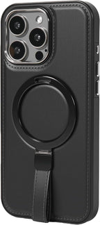 Leather Case, Suitable for iPhone 16 Case, Invisible Magnetic Design, Equipped with a Lanyard and Foldable Stand, Black, Yellow and red (Red, iPhone 16)