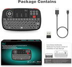 Rii (Upgrade) i4 Mini Bluetooth Keyboard with Touchpad, Blacklit Portable Wireless Keyboard with 2.4G USB Dongle for Smartphones, PC, Tablet, Laptop TV Box iOS Android Windows Mac.Black