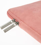 RAINYEAR 15 Inch Laptop Sleeve PU Suede Leather Case Padded Cover Water Resistant Carrying Computer Bag Compatible with 15.4 MacBook Pro/Air, Surface Laptop 3/4 15", New XPS 15 Touch(Coral)