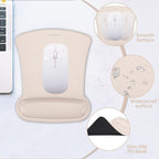 MOSISO Wrist Rest Support for Mouse Pad & Keyboard Set, Ergonomic Mousepad Non-Slip Base Home/Office Pain Relief & Easy Typing Cushion with Neoprene Cloth & Raised Memory Foam, Apricot