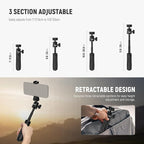 NEEWER Basics Mini Desk Selfie Stick Tripod Compatible with iPhone GoPro Insta360 DJI, Portable Small Camera Webcam Android Cell Phone Holder Ball Head Elevated Axis Video Recording Stand, TP43 Black