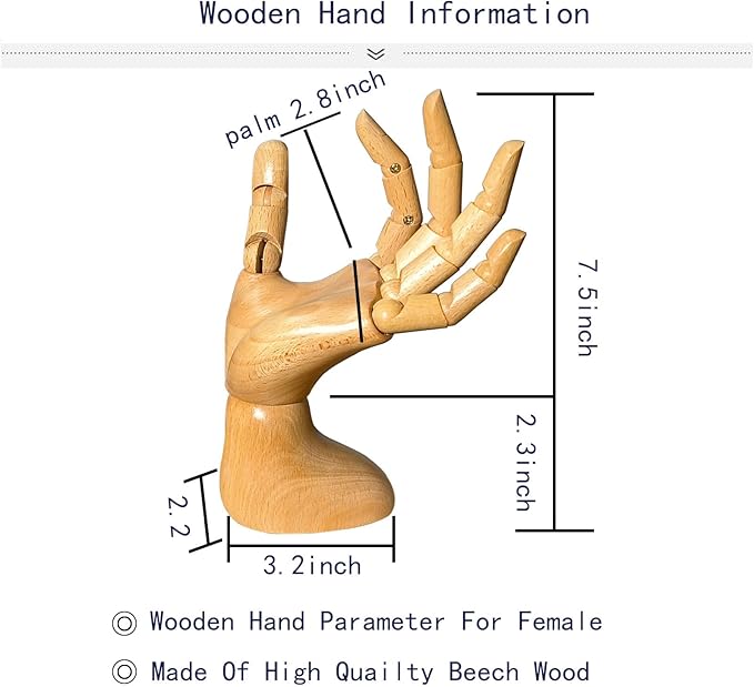 yangjietf mannequin,mannequin hand,hand model,hand mannequin for nails,drawing mannequin,wooden hand,wooden mannequin,articulated fingers,hand model for drawing,female hand of left., Female_left