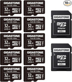 GIGASTONE 32GB 10-Pack Micro SD Card, Full HD Video, Surveillance Security Cam Action Camera Drone, 90MB/s Micro SDHC UHS-I U1 C10 Class 10