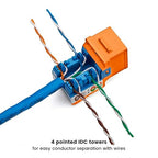trueCABLE Cat5e Keystone Jack, Unshielded (UTP), 90 Degree Punch-Down, PoE++ (4PPoE) 100W, UL Listed, ETL Verified, ANSI/TIA Certified, Modular RJ45 Female, Orange, 12 Pack
