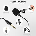 NEEWER Lavalier Lapel Microphone (2 Pack), Omnidirectional Condenser Wired Clip On Lav Mic for Stage YouTube Live Streaming Compatible with Rode Wireless GO II 2 DJI Wireless Mic Transmitter, CM5