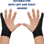 AKX Artist Glove Large - 2 Pack Palm Rejection Drawing Gloves for Graphic Tablet, iPad - Smudge Guard, Reduce Friction, 1-Finger, Elastic Lycra, Good for Left and Right Hand, Black | AK-01