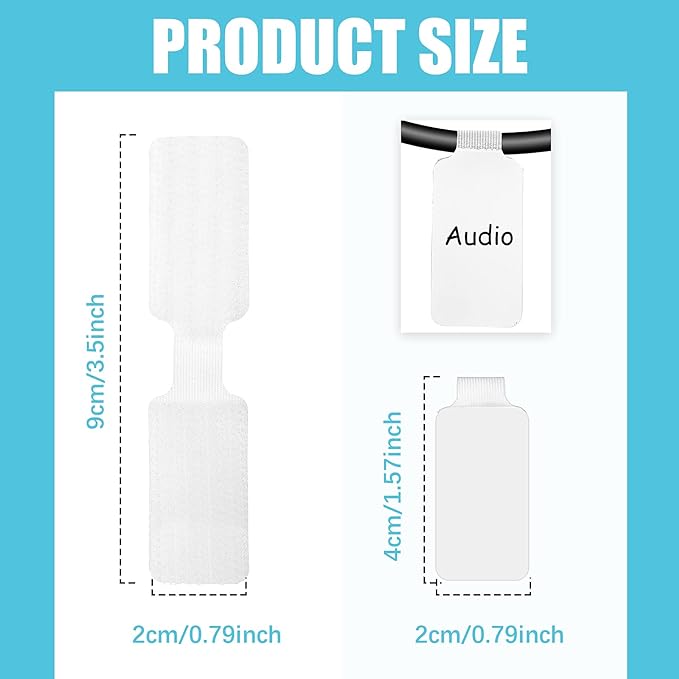 60 Pieces Self-Adhesive Cable Labels, Paste Wire Labels, Nylon Writable Cord Tags Waterproof White Wire Cable Tags for Electronics Office Computers Management and Identification