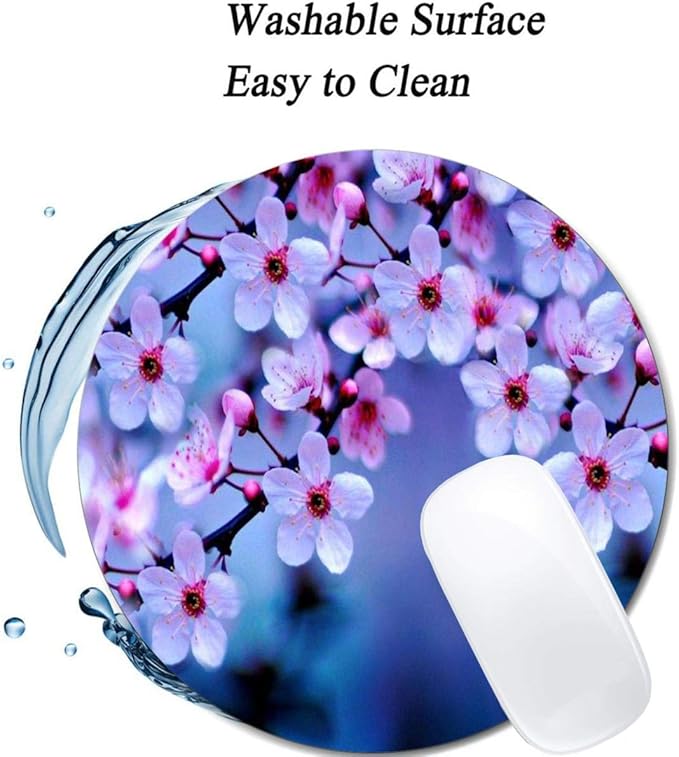 Beautiful Flowers Mouse Pad Round Non-Slip Rubber Mousepad Laptop Office Computer Decor Cute Desk Accessories Customized Design Mouse Pad