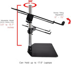 Pyle Portable Dual Laptop Stand – Standing Table Holder with Bracket Arms,Adjustable Height,Ergonomic Design, 360° Swivel for DJ Mixer,Sound Equipment,Workstation,Gaming & Home Use with Tilt Function