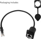CERRXIAN 35cm RJ45 Male to Female Cat5 5e 6 Waterproof Panel Mount LAN Network Ethernet Extension Cable with Cap
