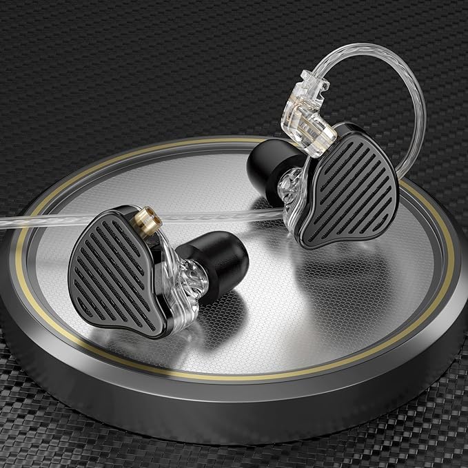 KZ x HBB PR2 in Ear Monitor Headphones 13.2mm Planar Magnetic Driver in-Ear Wired Earphones HiFi Earbuds IEMs with Detachable 2pins Cable for Musicians Audiophiles DJ Stage(Black,with Mic)