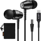 LUDOS OMNITONE USB C Headphones for iPhone 16 15 Pro Max Plus iPad Pro, 5 Years Warranty, USB-C Earbuds for Samsung Galaxy S24 S23 Ultra S22 S21 FE S20 A55 A54 A53, USB Type C Earphones - Black