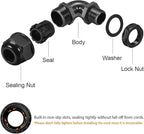LeMotech M20 Cable Gland, 90 Degree Adjustable 9-14mm Strain Relief, Cord Connectors Nylon Joints with Gaskets, 2 Pcs, Black