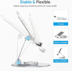 OMOTON Swivel Tablet Stand for iPad with 360 Rotating Base, Foldable Adjustable Holder for Drawing, Compatible with iPad Pro/Air/Mini and More, Silver