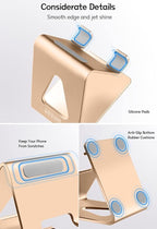Desk Cell Phone Stand Phone Holder, Aluminum Phone Cradle Dock for iPhone 15 14 13 12 pro Mini 11 X Xs max 8 7 6 6s Plus SE Samsung All Smart Phones, Rose Gold