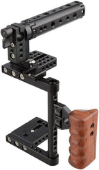 CAMVATE DSLR Camera Cage Top Handle Wood Grip Compatible for Sony Panasonnic - 1175