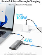 USB C Hub with Dual 4K@60Hz Displayports, 2 USB-A & 2 USBC 3.2 10Gbps Ports, 1Gbps Ethernet, 100W PD, SD/TF, USB C Splitter Docking Station for MacBook Pro/Air, iMac, iPad Pro, XPS, Thinkpad,Surface