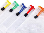 Oaimyy-16Pcs, Mesh Zipper Pouch Document Folders Bag & Plastic Zip File Folders for School Office Supplies, Travel,Puzzles Games Organizing Storage (Inches, MultiSize)
