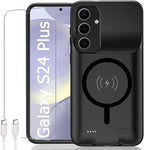 Battery Case for Galaxy S24 Plus, [12000mAh] Slim Portable Protective Fast Charging Case Backup Power Bank Battery Case Compatible with Galaxy S24 Plus-6.7 inch-Black