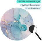 ITNRSIIET Round Mouse Pad with Stitched Edge Premium-Textured Waterproof Non-Slip Rubber Base Desktop Protection Mat Diameter 8.7 inches, Color Textured Marble