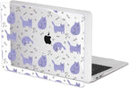 Compatible with 2021 2020 2019 2018 MacBook Air 13 inch Case M1 A2337 A2179 A1932 Touch ID, Crystal Clear Pattern Plastic Hard Shell Case for MacBook Air 13 inch M1 2021, Cute Cat & Fish