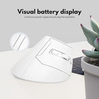 Vertical Mouse Wireless, 2.4G Rechargeable Mouse with Battery Indicator,4 Level DPI,Ergonomic Design for Comfort and Reduced Wrist Strain, Ideal for Home,Office Use (White)